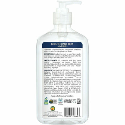 ECOS PRO Liquid Hand Soap, Lavender Scent, 17 fl oz, Pump Dispenser, 6/Carton (EOPPL96656)