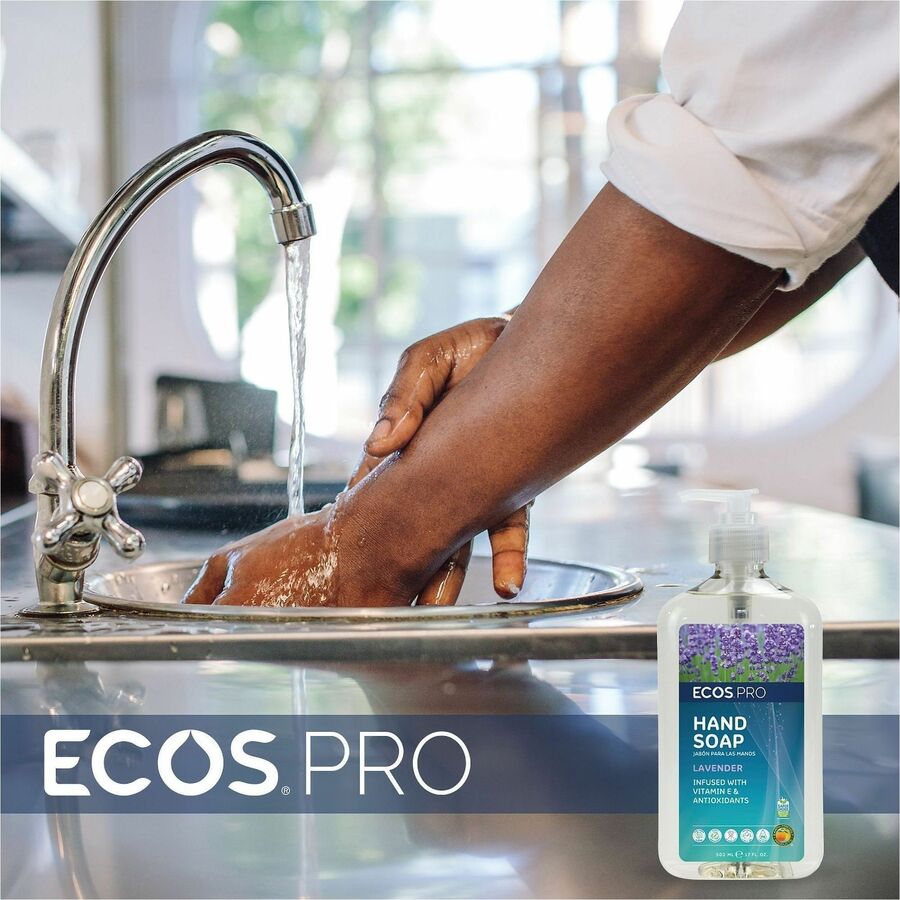 ECOS PRO Liquid Hand Soap, Lavender Scent, 17 fl oz, Pump Dispenser, 6/Carton (EOPPL96656)