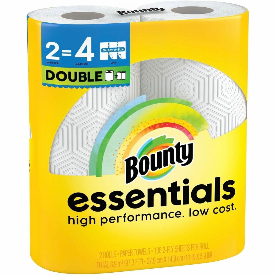 Bounty Essentials Select-A-Size, 2 Ply, 108 Sheets/Roll, 2/Pack (PGC14019PK)