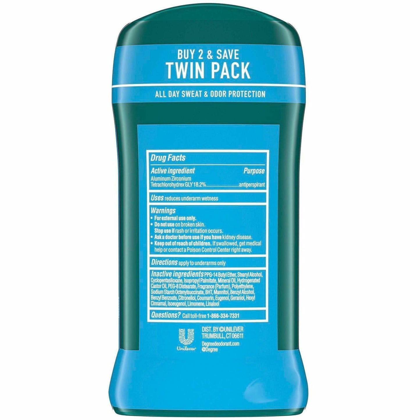 Degree Men Cool Rush Antiper. & Deodorant, Arctic, 2 Day, 2/Pack (UNI02670)