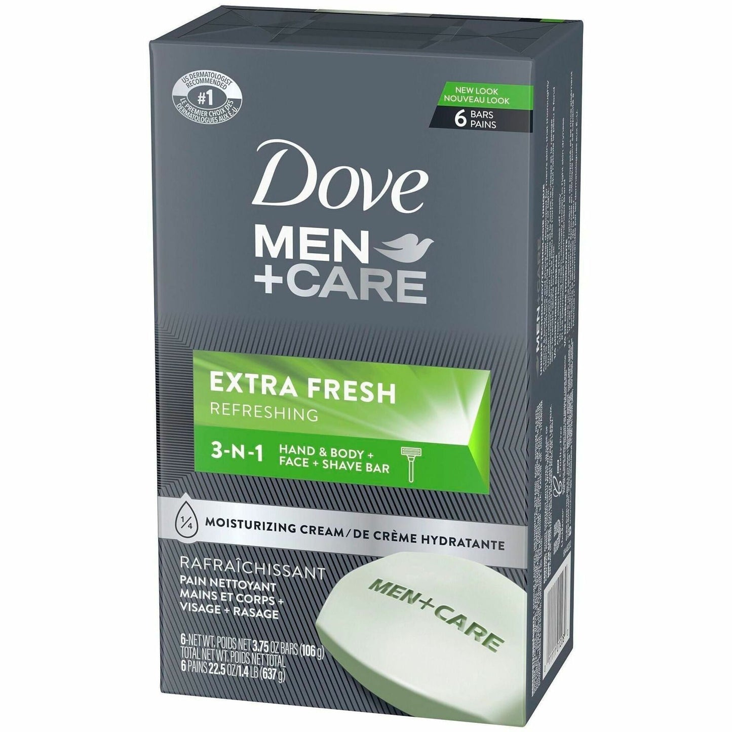 Dove Men+Care Extra Fresh Body & Face Bars, 3.75 oz, 6/Pack (UNI01208)