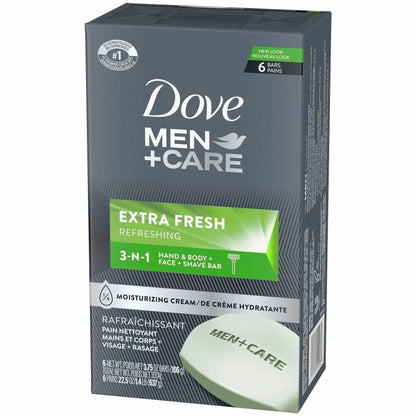 Dove Men+Care Extra Fresh Body & Face Bars, 3.75 oz, 6/Pack (UNI01208)