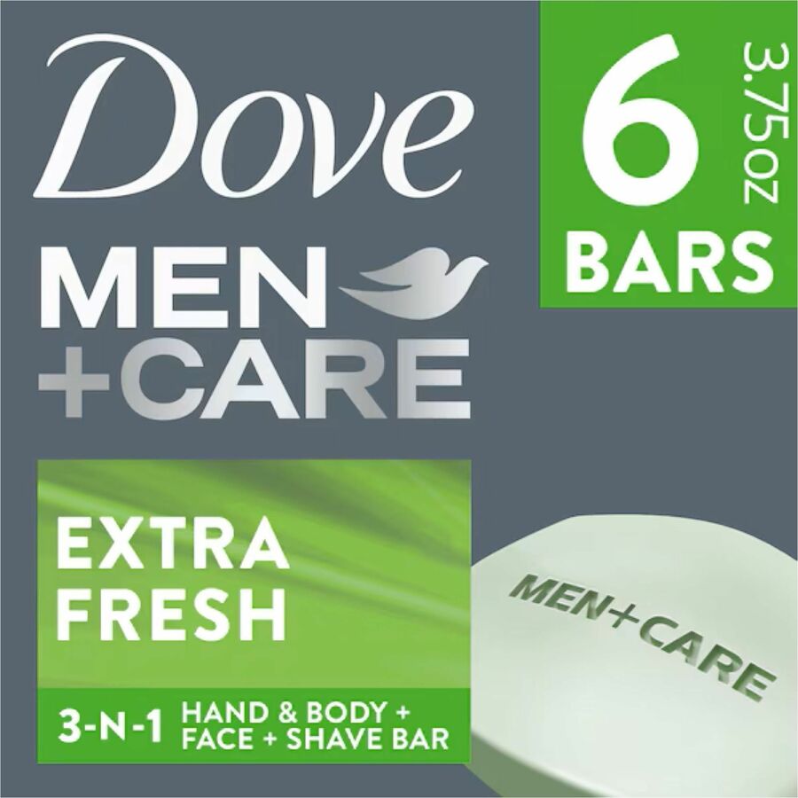 Dove Men+Care Extra Fresh Body & Face Bars, 3.75 oz, 6/Pack (UNI01208)