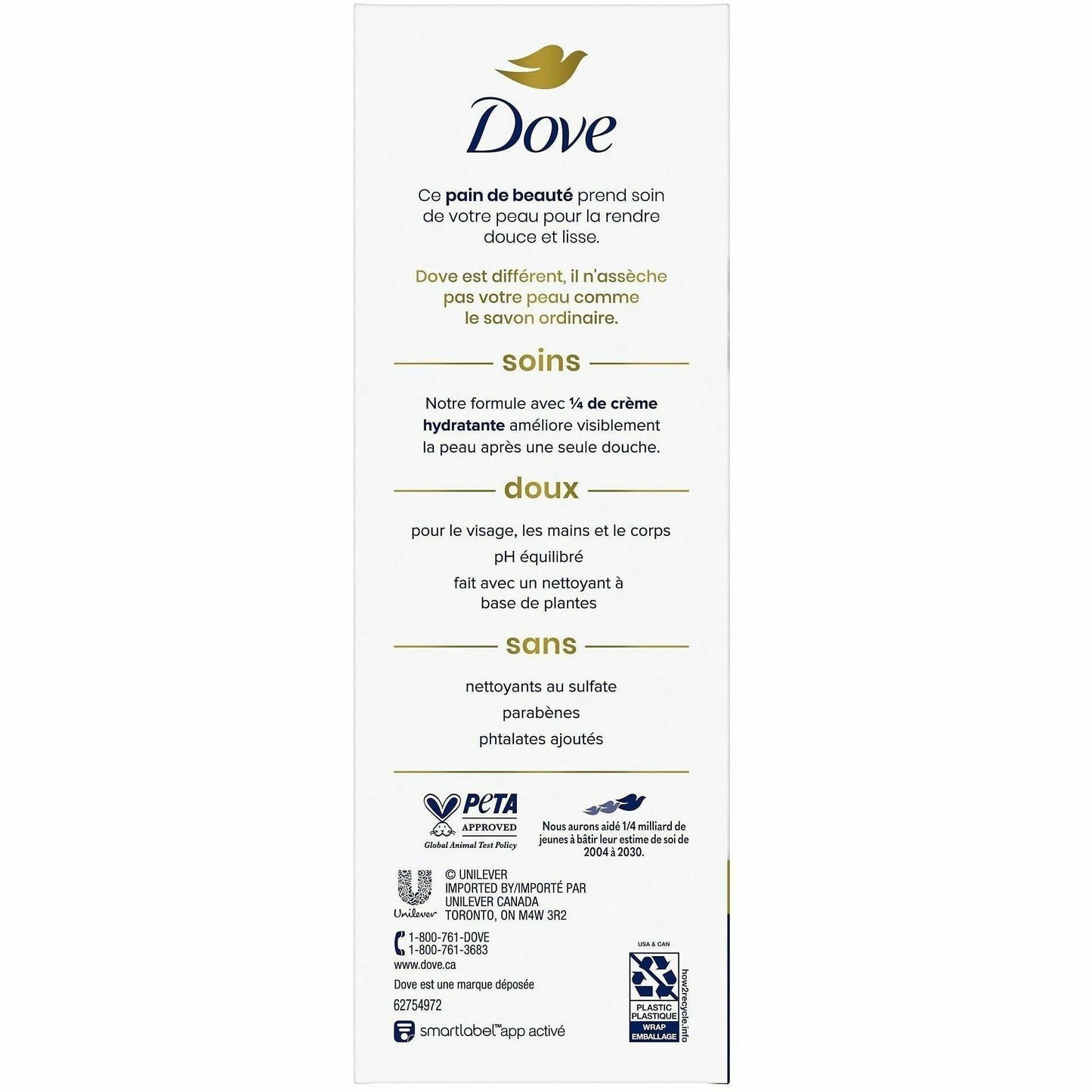 Dove Original Body Bar, 4 oz, 6/Pack (UNI61011)