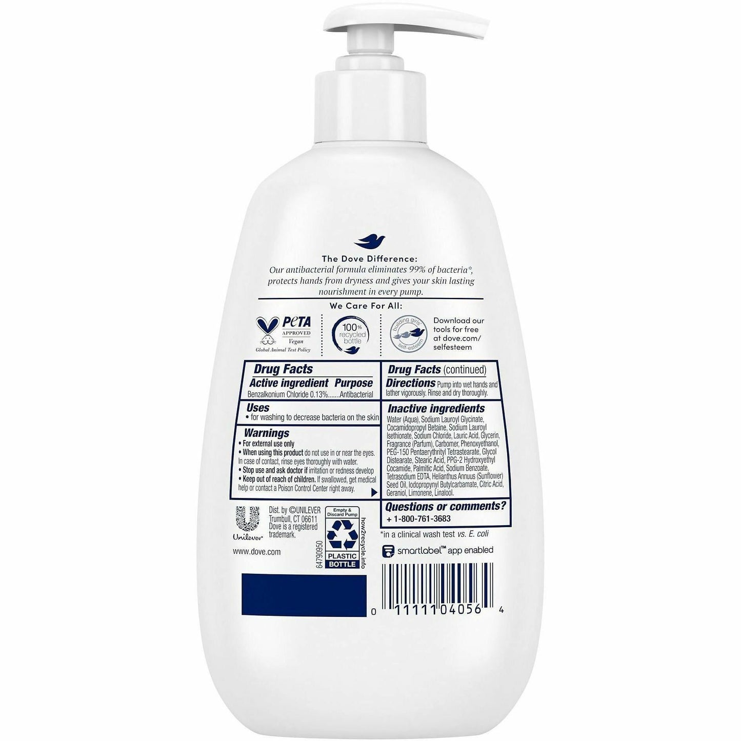 Dove Advanced Care Antibacterial Hand Wash, 12 oz, 4/Carton (UNI104056CT)