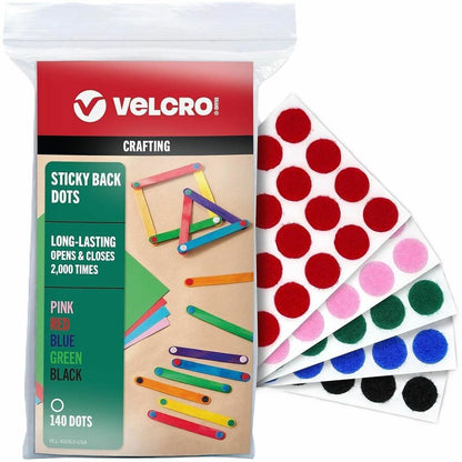 VELCRO VELCRO Sticky Back Hook&Loop Fasteners, Multicolor, Nylon, 140/Pack (VEK40063)