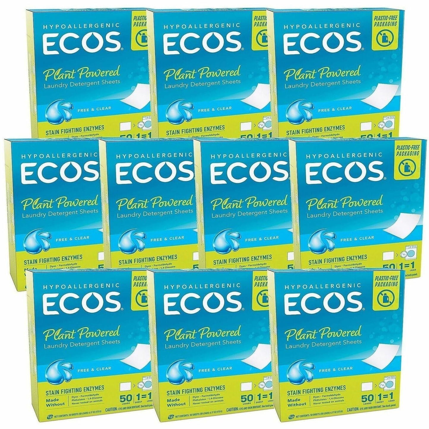 ECOS PRO Liquidless Laundry Detergent Sheets, 50 Sheets/Pack, 10/Carton (EOP953710)