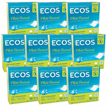 ECOS PRO Liquidless Laundry Detergent Sheets, 50 Sheets/Pack, 10/Carton (EOP953710)