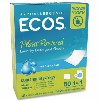 ECOS PRO Liquidless Laundry Detergent Sheets, 50 Sheets/Pack, 10/Carton (EOP953710)