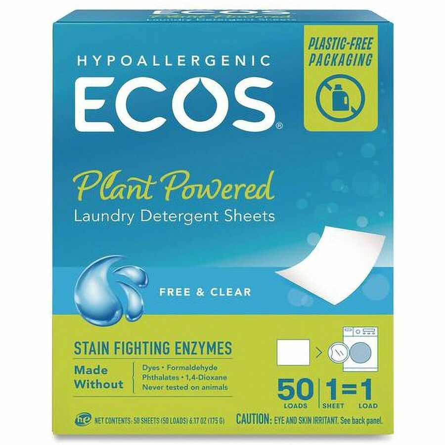 ECOS PRO Liquidless Laundry Detergent Sheets, 50 Sheets/Pack, 10/Carton (EOP953710)