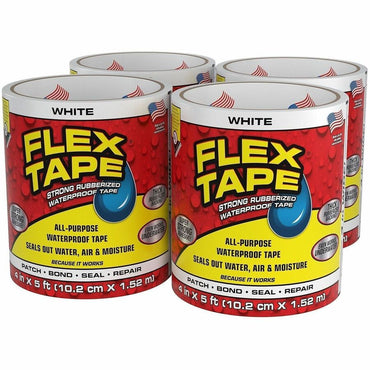 FLEX SEAL Repair Tape, 5 ft Length x 4", White, 4/Carton (FLXTFSWHTR0405)