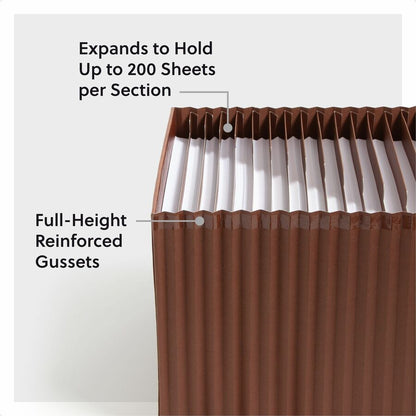 Smead TUFF Letter Expanding File, 8½" x 11", 6200 Sheets Capacity, Assorted Tab Position, Brown, 31 Pocket, 30 Divider (SMD73785)