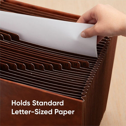 Smead TUFF Letter Expanding File, 8½" x 11", 6200 Sheets Capacity, Assorted Tab Position, Brown, 31 Pocket, 30 Divider (SMD73785)
