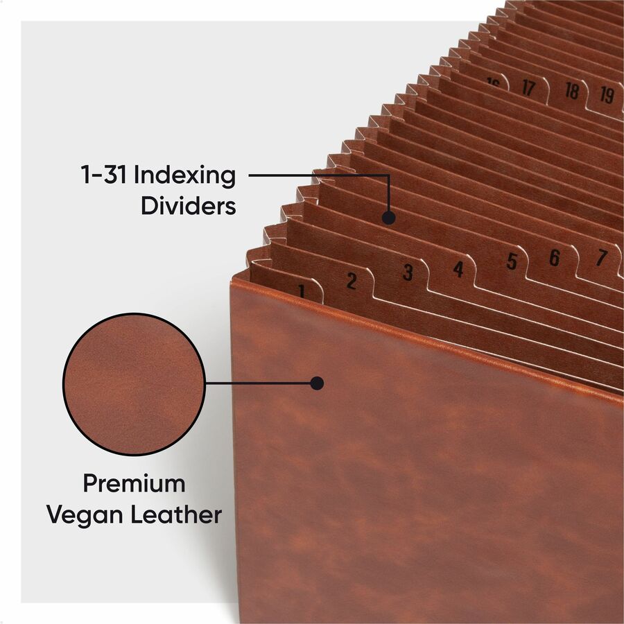 Smead TUFF Letter Expanding File, 8½" x 11", 6200 Sheets Capacity, Assorted Tab Position, Brown, 31 Pocket, 30 Divider (SMD73785)