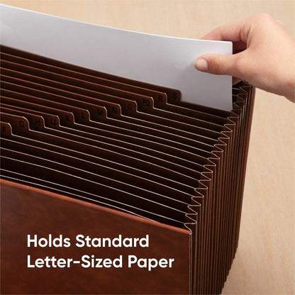Smead TUFF Letter Expanding File, 8½" x 11", 4200 Sheets Capacity, Assorted Tab Position, Brown, 21 Pocket, 20 Divider (SMD73786)