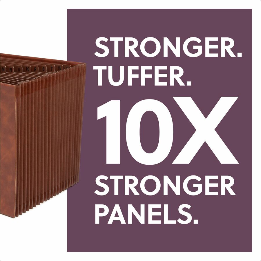 Smead TUFF Letter Expanding File, 8½" x 11", 4200 Sheets Capacity, Assorted Tab Position, Brown, 21 Pocket, 20 Divider (SMD73786)