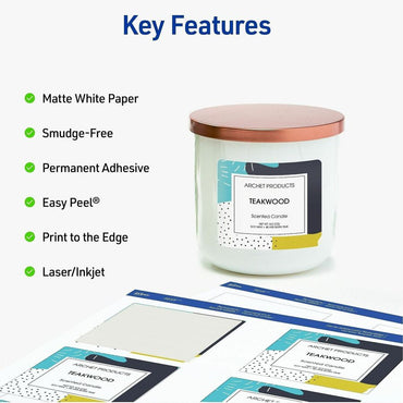 Avery Matte White 3"x3" Square Labels, 3" x 3", Permanent Adhesive, Laser, Inkjet, Paper, 6/Sheet, 150/Pack (AVE05659)