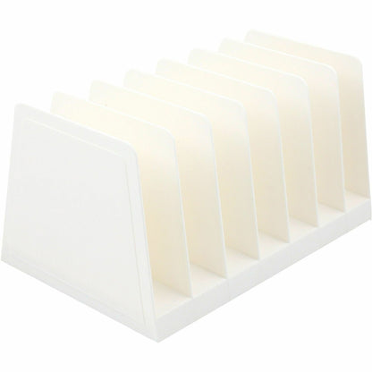 Business Source 6-slot Inclined Desk Step Sorter, 6.50" Height x 8" Width x 7.75" Depth, White (BSN11874)