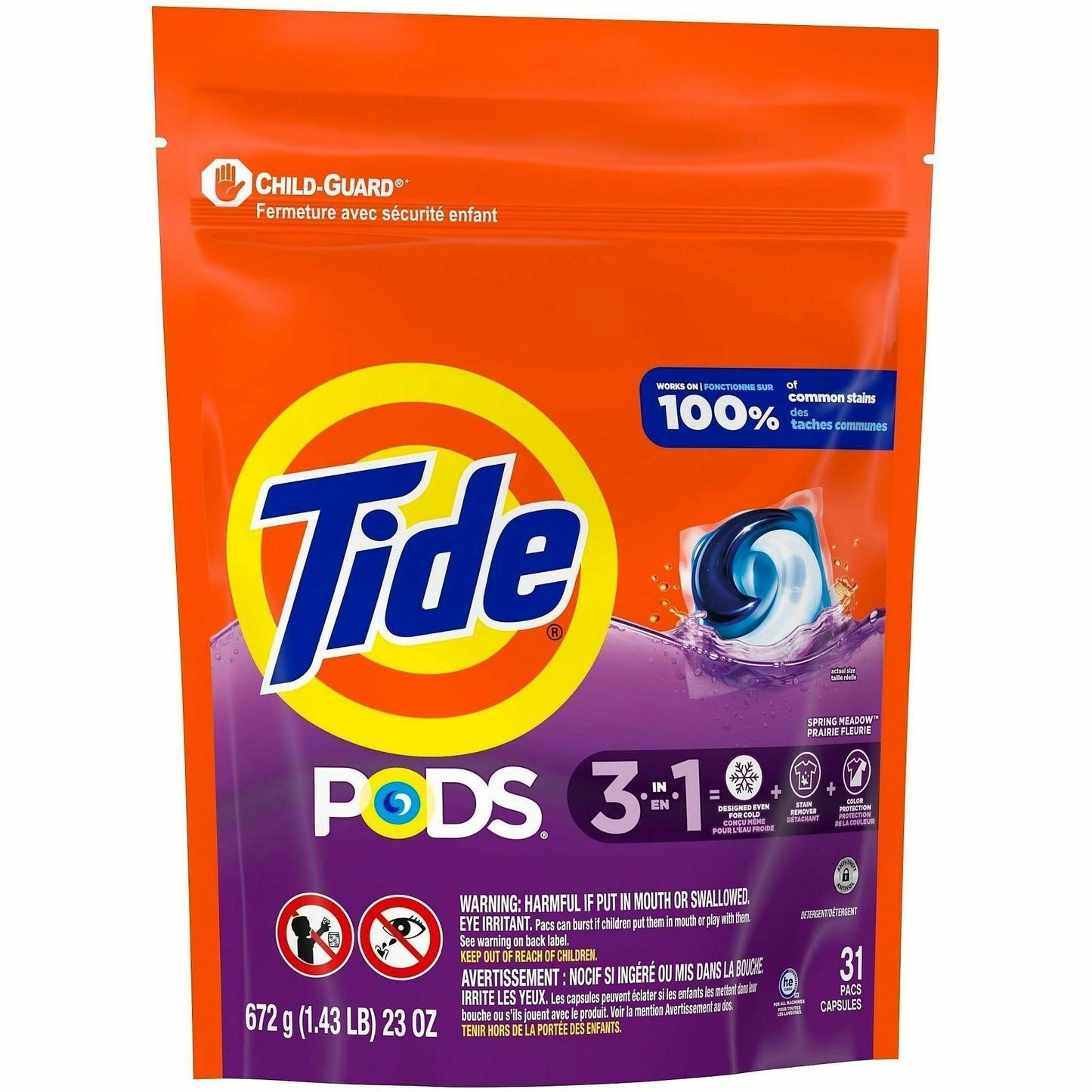 Tide PODS Laundry Detergent Pacs,- Spring Meadow Scent, 31/Bag (PGC93123)