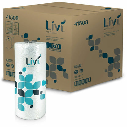 Livi VPG Select Kitchen Paper Towels, 2 Ply, 170 Sheets/Roll, 1 49/64" Core, 24/Carton (SOL41508CT)