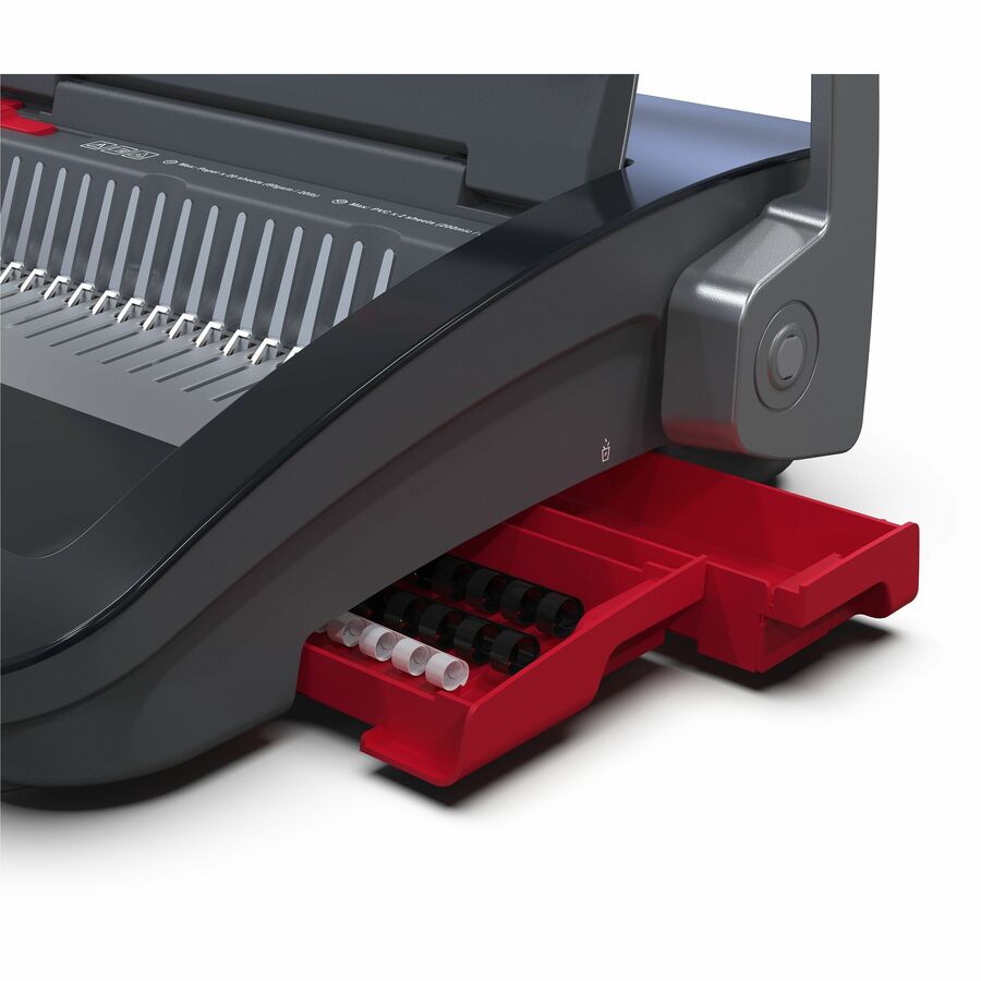 GBC CB20 CombBind Manual Punch & Bind Machine, 5.4" x 19.4" x 16.9", Black, Red, 330 Sheet(s) Bind, 20 Punch (GBC200025)