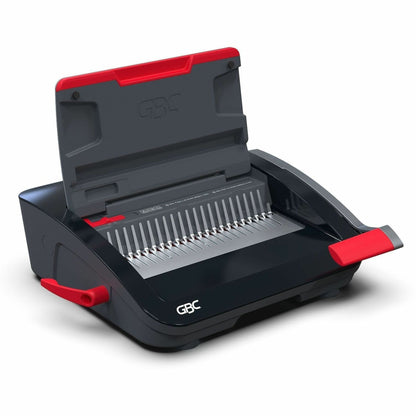GBC CB20 CombBind Manual Punch & Bind Machine, 5.4" x 19.4" x 16.9", Black, Red, 330 Sheet(s) Bind, 20 Punch (GBC200025)