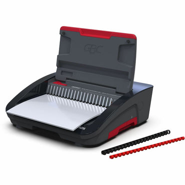 GBC CB25E CombBind Electric Punch and Bind Machine, 5.4" x 18.4" x 15.8", Black, Red, 500 Sheet(s) Bind (GBC200027)