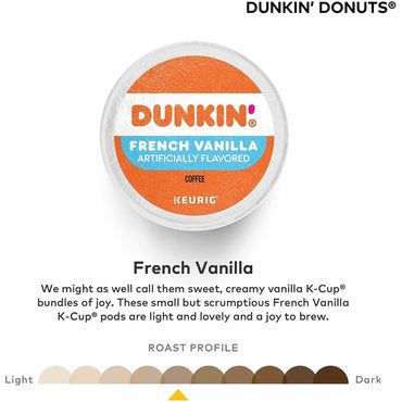 Dunkin' K-Cup, Pod French Vanilla Coffee, Medium, 22 K-Cup, Kosher, 4/Carton (GMT1268CT)