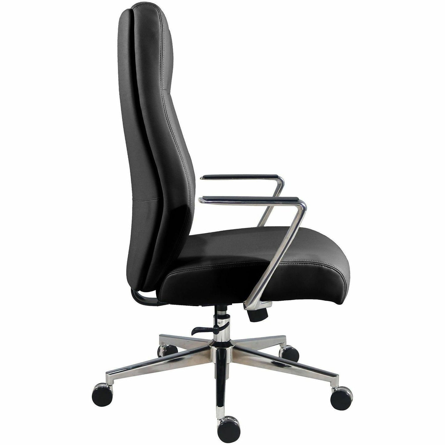 Lorell Fuerte Executive/Conference High-Back Chair with Polished Aluminum Arms, High Back, Black (LLR63305)