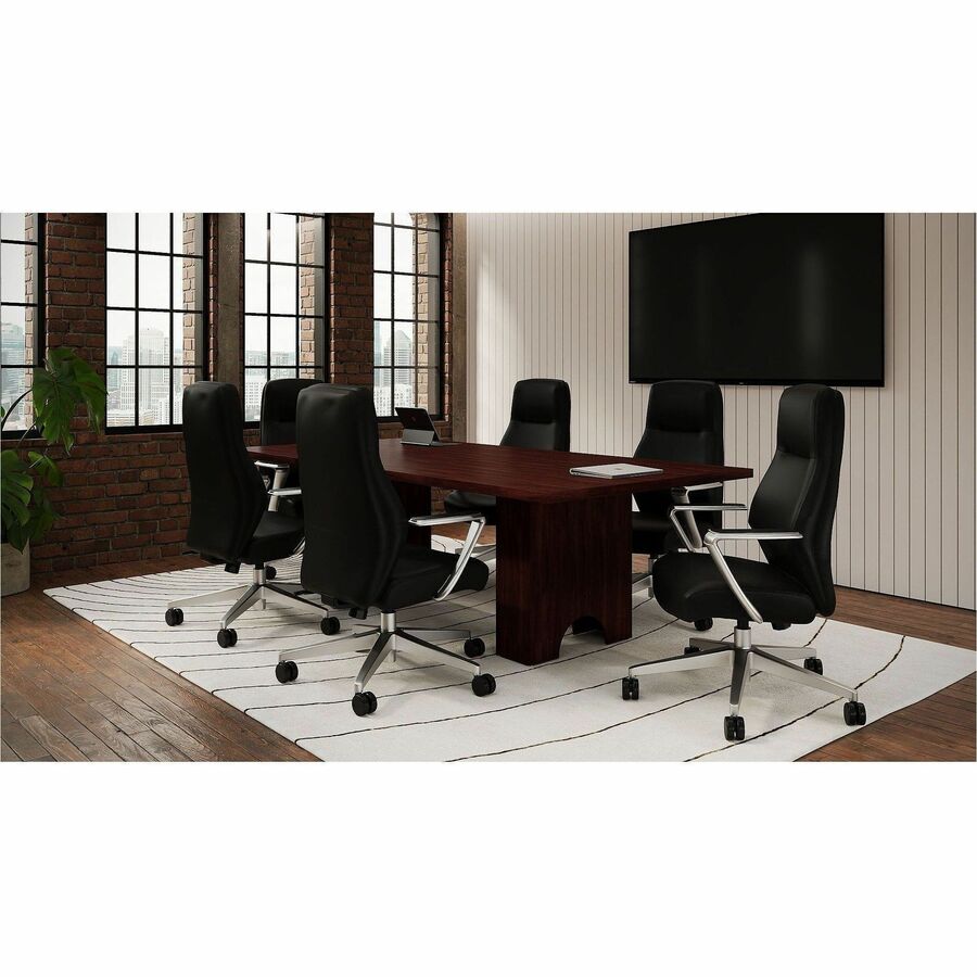 Lorell Fuerte Executive/Conference High-Back Chair with Polished Aluminum Arms, High Back, Black (LLR63305)