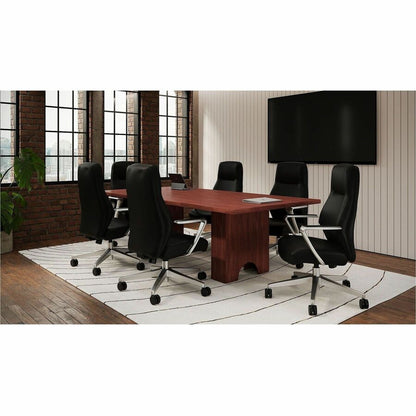 Lorell Fuerte Executive/Conference High-Back Chair with Polished Aluminum Arms, High Back, Black (LLR63305)