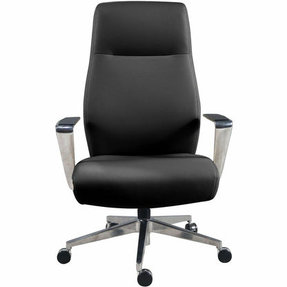 Lorell Fuerte Executive/Conference High-Back Chair with Polished Aluminum Arms, High Back, Black (LLR63305)