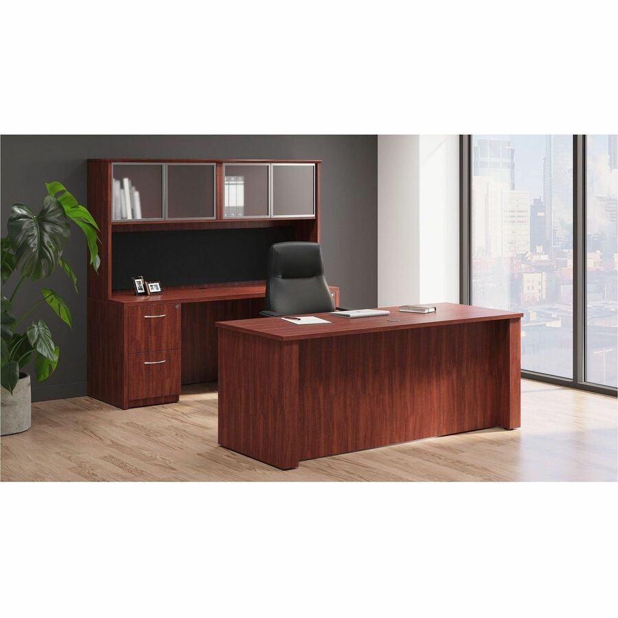 Lorell Fuerte Executive/Conference High-Back Chair with Polished Aluminum Arms, High Back, Black (LLR63305)