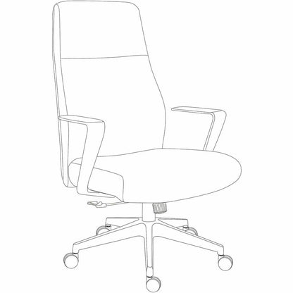 Lorell Fuerte Executive/Conference High-Back Chair with Polished Aluminum Arms, High Back, Black (LLR63305)