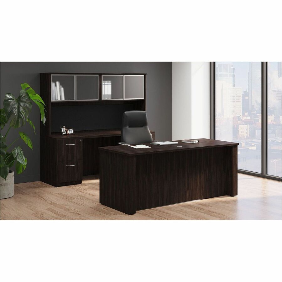 Lorell Fuerte Executive/Conference High-Back Chair with Polished Aluminum Arms, High Back, Black (LLR63305)