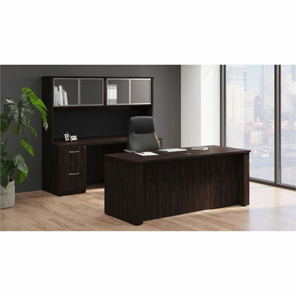 Lorell Fuerte Executive/Conference High-Back Chair with Polished Aluminum Arms, High Back, Black (LLR63305)