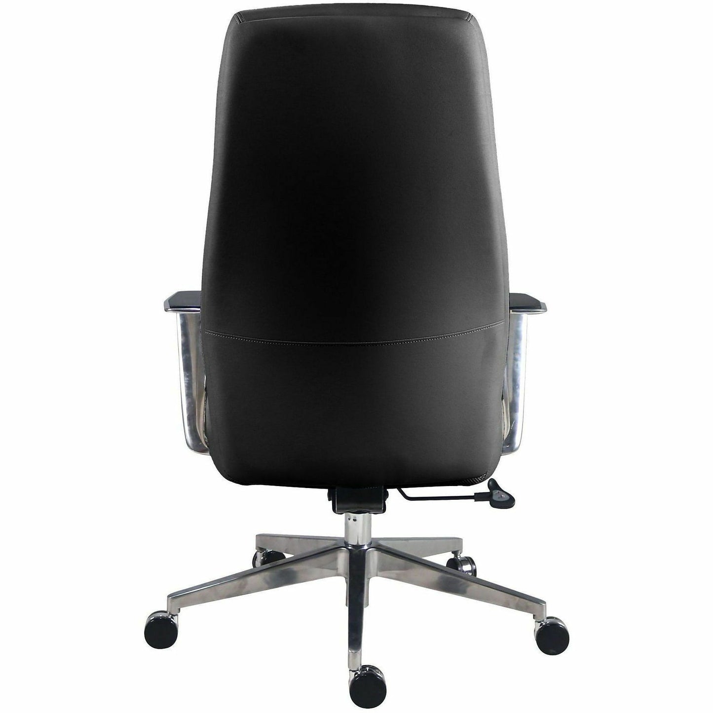 Lorell Fuerte Executive/Conference High-Back Chair with Polished Aluminum Arms, High Back, Black (LLR63305)