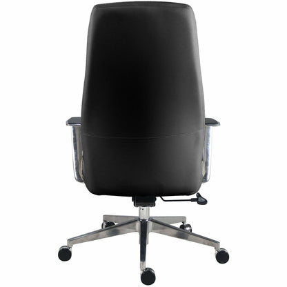 Lorell Fuerte Executive/Conference High-Back Chair with Polished Aluminum Arms, High Back, Black (LLR63305)