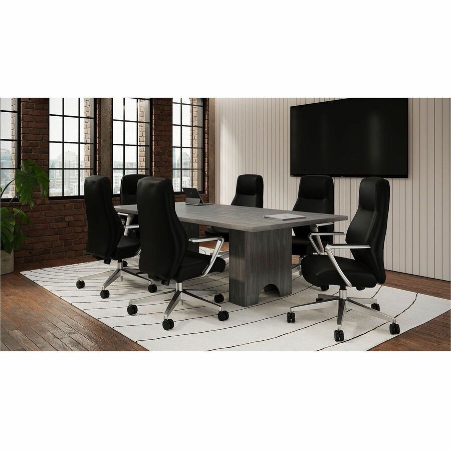Lorell Fuerte Executive/Conference High-Back Chair with Polished Aluminum Arms, High Back, Black (LLR63305)