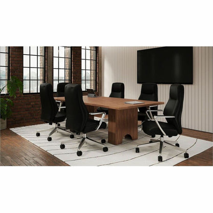Lorell Fuerte Executive/Conference High-Back Chair with Polished Aluminum Arms, High Back, Black (LLR63305)