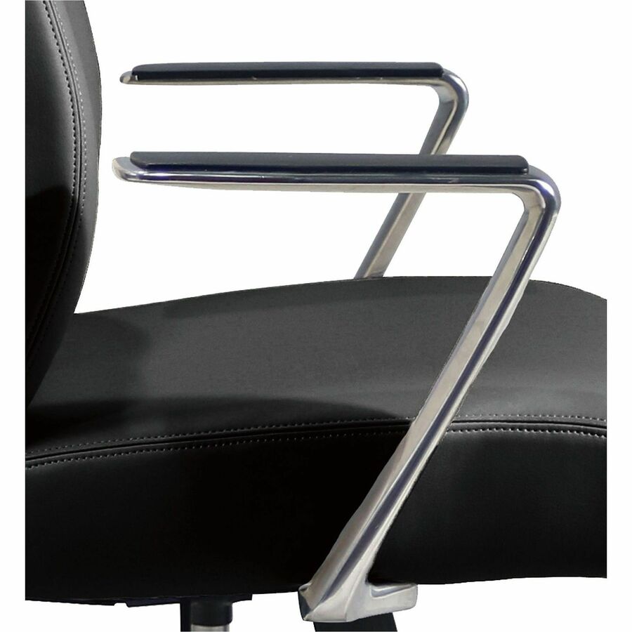 Lorell Fuerte Executive/Conference High-Back Chair with Polished Aluminum Arms, High Back, Black (LLR63305)