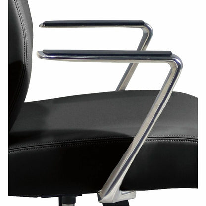 Lorell Fuerte Executive/Conference High-Back Chair with Polished Aluminum Arms, High Back, Black (LLR63305)