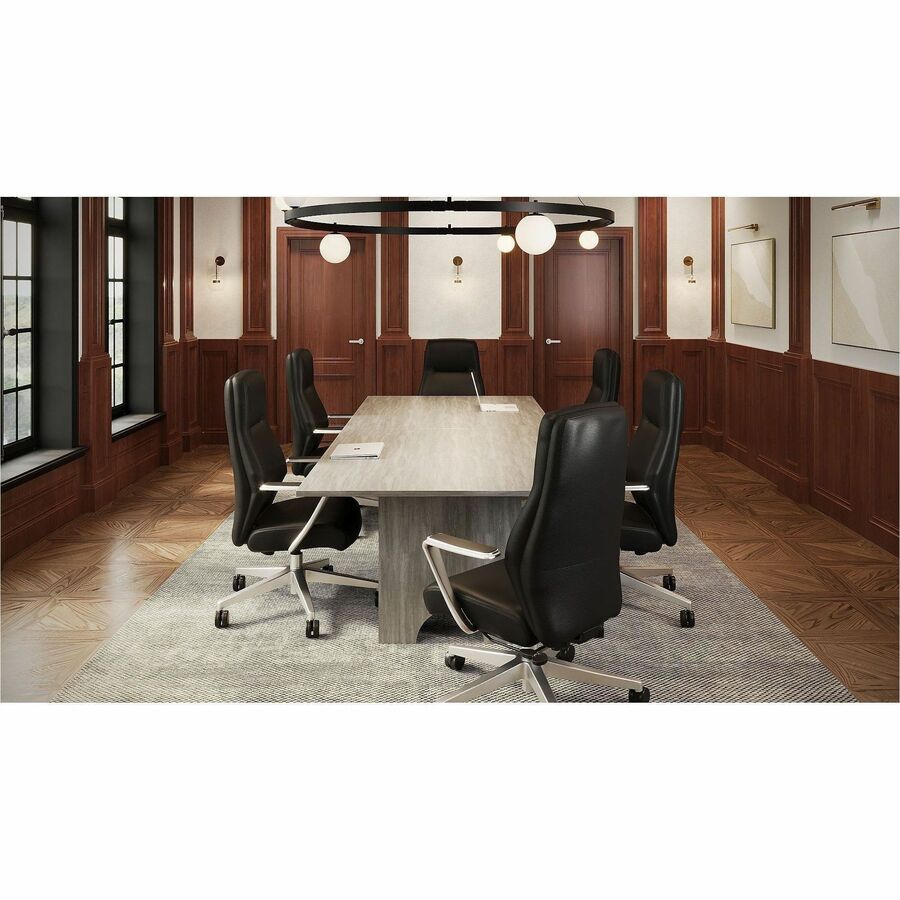 Lorell Fuerte Executive/Conference High-Back Chair with Polished Aluminum Arms, High Back, Black (LLR63305)