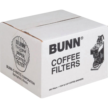 BUNN Home Brewer Coffee Filters, White, 250 Filter(s), 12 Cup(s), Chlorine-free, Heavyweight, 250/Box, 12/Carton (BUN201320000CT)