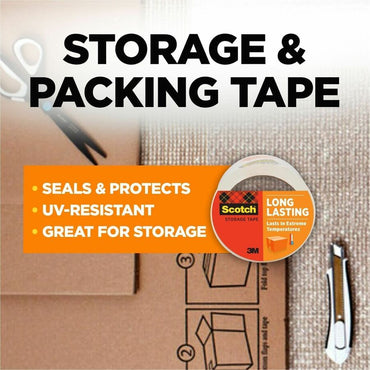 Scotch Long-Lasting Storage Packing Tape, 54.60 yd Length x 1.88", Transparent, 4/Pack (MMM3650LR44GC)