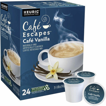 Caf&eacute; Escapes K-Cup Cafe Vanilla Coffee, Compatible with Keurig K-Cup Brewer, 24 K-Cup, K-Cup, Cafe Vanilla, 4/Carton (GMT6812CT)