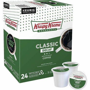 Krispy Kreme Doughnuts Krispy Kreme Doughnuts K-Cup, Pod Classic Decaf Coffee, Medium, 24 K-Cup, Decaffeinated, 4/Carton (GMT6111CT)