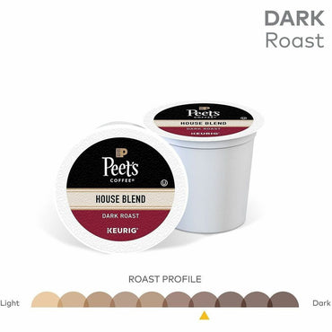 Peet's K-Cup House Blend Coffee, Dark, 22 K-Cup, 4/Carton (GMT2410CT)