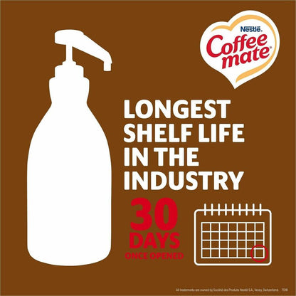 Coffee mate Liquid Pump Flavored Creamer, 50.72 fl oz (1.50 L), Snickers, Chocolate, Nut, Caramel Flavor, 300 Serving, 2/Carton (NES97955CT)
