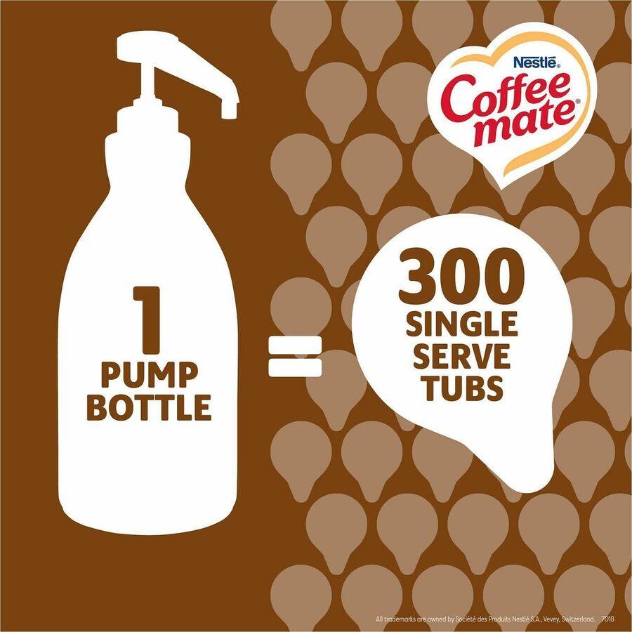 Coffee mate Liquid Pump Flavored Creamer, 50.72 fl oz (1.50 L), Snickers, Chocolate, Nut, Caramel Flavor, 300 Serving, 2/Carton (NES97955CT)